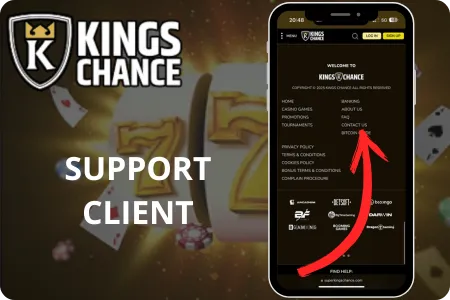Support client de Kings Chance Casino