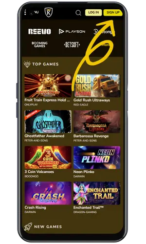 Sign Up button on the Kings Chance Casino homepage