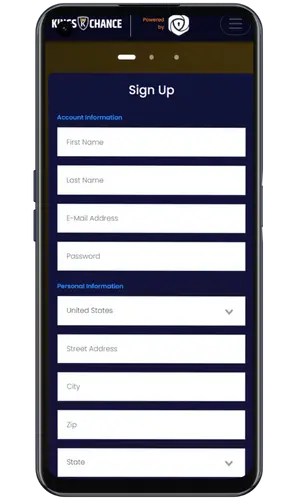Kings Chance Casino registration form