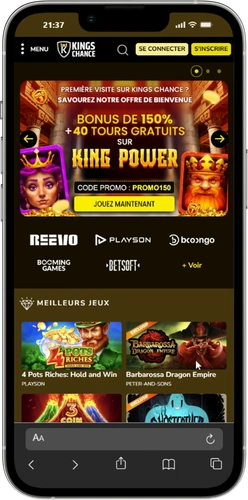 Accès au site officiel King Chance