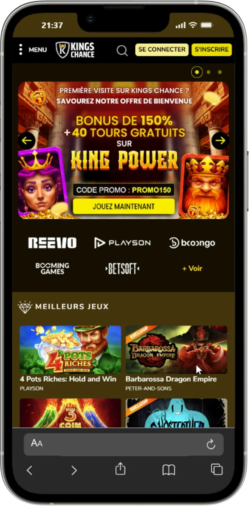 Kings Chance app enregistrement